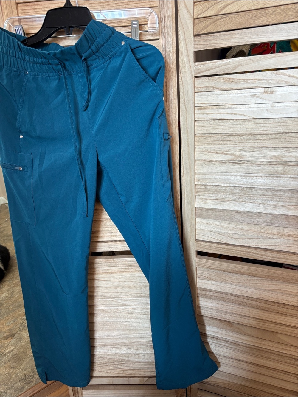 Caribbean Blue Cargo Pants
- Drawstring Waist Small